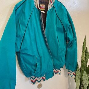 Teal Aztec-Accent Jacket/Coat